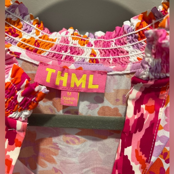 THML Pink Puff Sleeve Blouse with Mandarin Collar - Picture 3 of 4